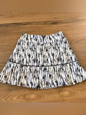 Dona Jo JoJo Tennis Skirt Skort Size 1 Small Black White Abstract Pockets Active